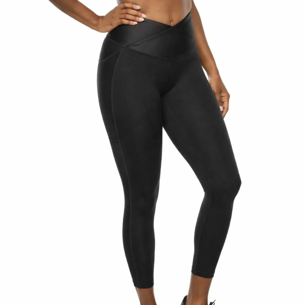 Xersion Move Legging High Rise 7/8 Ankle Leggings w Side Pockets Women’s L Large